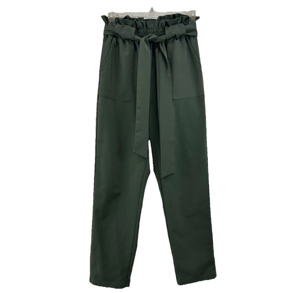 Grace Karin Sage Green Paperbag Waist Cropped Pants - Picture 2 of 9